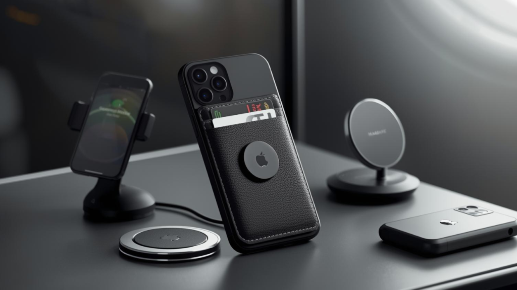 Slim MagSafe card holder wallet for iPhone travel use