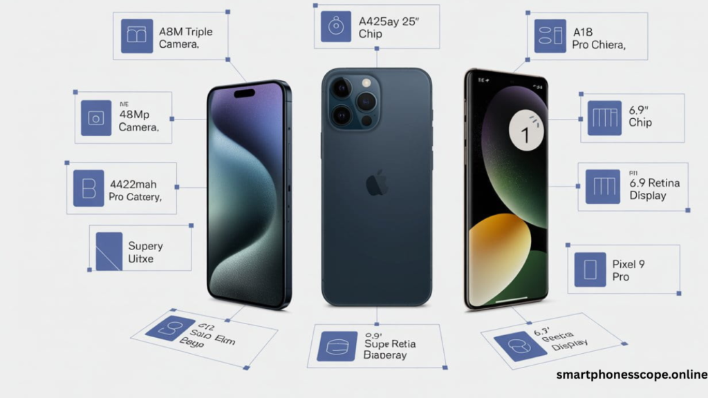 iPhone 16 Pro Max vs Samsung S25 Ultra vs Google Pixel 9 Pro detailed comparison chart 2026