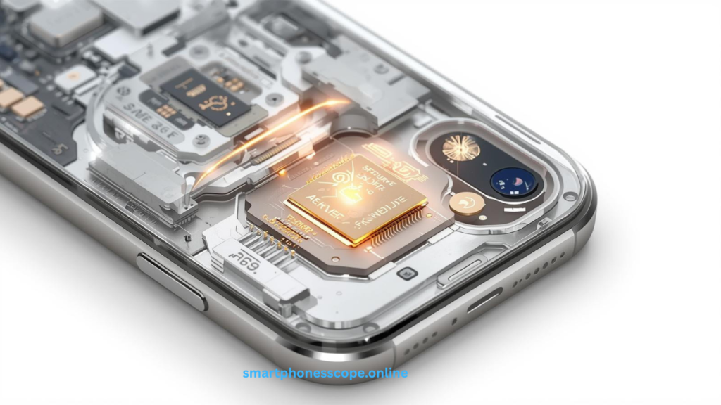 "iPhone 16 hardware security architecture showing Secure Enclave chip, Face ID sensors, and encryption technology"