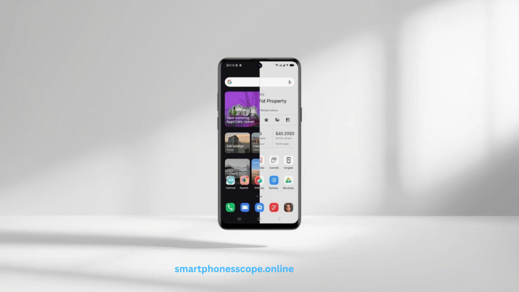 Samsung S25 Ultra multi-window view showing real estate productivity apps including CRM, calendar, and property listings simultaneously