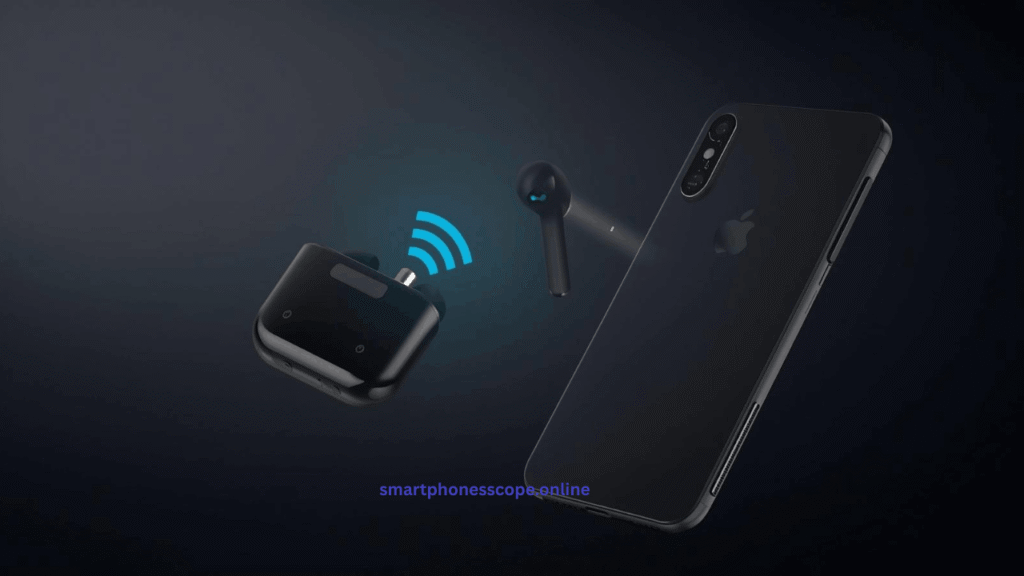 "Wireless earbuds paired with modern smartphone showing Bluetooth connectivity replacing traditional headphone jack"