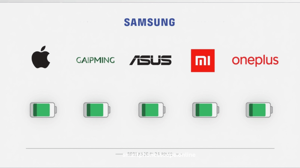 Top smartphone brands ranked by battery life in 2026 including Apple Samsung Xiaomi OnePlus ASUS
